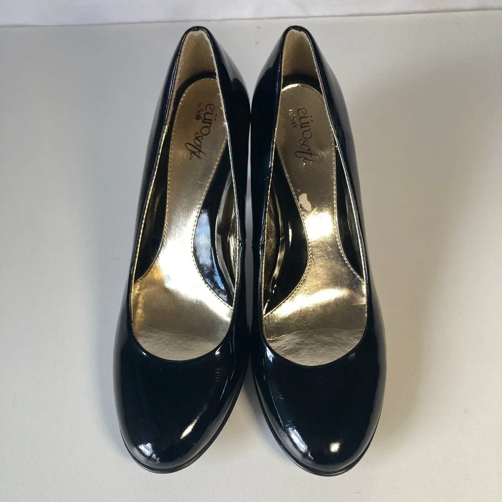 Eurosoft Sofft Anabelle Patent Leather Pumps Chunky Career Comfort Heels Women 9